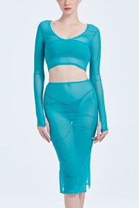 Tulle Lettuce Edge Midi Skirt front mobile