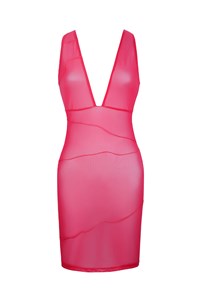 Tulle Lettuce Edge Deep V Sheath Dress front mobile