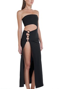 Strapless Dress with 3 Ring Long Skirt back mobile