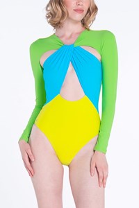 Long Sleeve Cutout Swimsuit front mobile